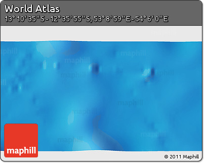 Physical 3D Map of the Area around 12° 53' 15" S, 53° 37' 30" E