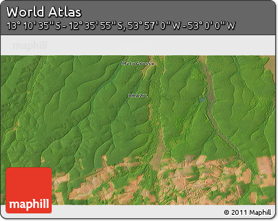 Satellite 3D Map of the Area around 12° 53' 15" S, 53° 28' 30" W