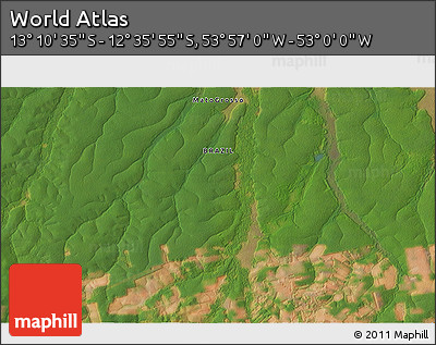 Satellite 3D Map of the Area around 12° 53' 15" S, 53° 28' 30" W