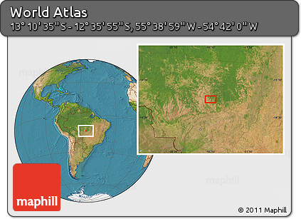 Satellite Location Map of the Area around 12° 53' 15" S, 55° 10' 29" W