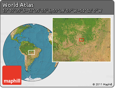 Satellite Location Map of the Area around 12° 53' 15" S, 55° 10' 29" W