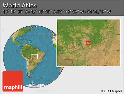 Satellite Location Map of the Area around 12° 53' 15" S, 55° 10' 29" W