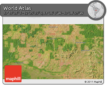 Satellite 3D Map of the Area around 12° 53' 15" S, 61° 7' 30" W