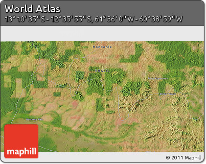 Satellite 3D Map of the Area around 12° 53' 15" S, 61° 7' 30" W