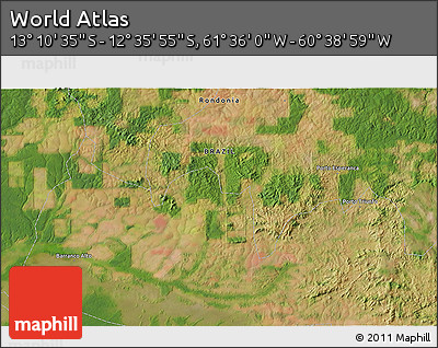Satellite 3D Map of the Area around 12° 53' 15" S, 61° 7' 30" W
