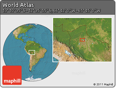 Satellite Location Map of the Area around 12° 53' 15" S, 66° 13' 29" W