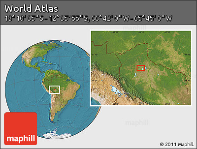 Satellite Location Map of the Area around 12° 53' 15" S, 66° 13' 29" W