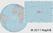 Gray Location Map of the area around 12° 53' 15" S, 6° 43' 29" W, hill shading