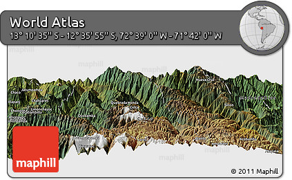 Satellite Panoramic Map of the Area around 12° 53' 15" S, 72° 10' 30" W