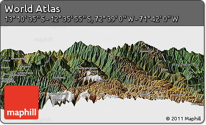 Satellite Panoramic Map of the Area around 12° 53' 15" S, 72° 10' 30" W