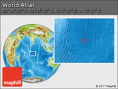 Physical Location Map of the Area around 12° 53' 15" S, 76° 34' 29" E