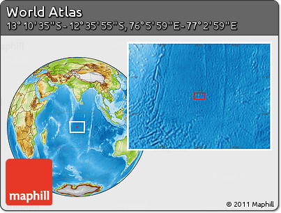 Physical Location Map of the Area around 12° 53' 15" S, 76° 34' 29" E