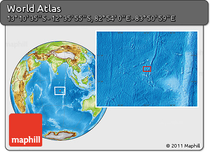 Physical Location Map of the Area around 12° 53' 15" S, 83° 22' 30" E