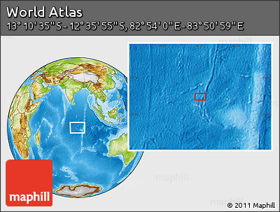 Physical Location Map of the Area around 12° 53' 15" S, 83° 22' 30" E