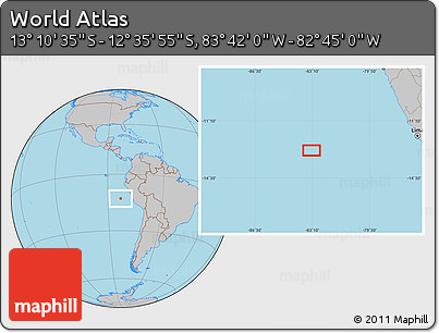 Gray Location Map of the Area around 12° 53' 15" S, 83° 13' 29" W