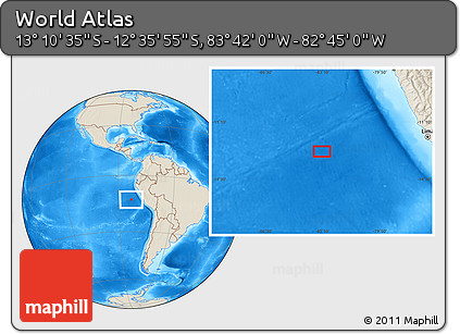Shaded Relief Location Map of the Area around 12° 53' 15" S, 83° 13' 29" W