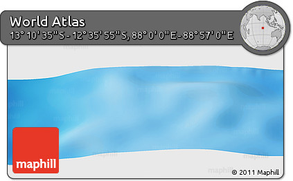 Physical Panoramic Map of the Area around 12° 53' 15" S, 88° 28' 29" E