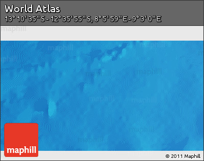 Physical 3D Map of the Area around 12° 53' 15" S, 8° 34' 29" E