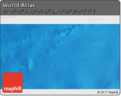 Physical 3D Map of the Area around 12° 53' 15" S, 8° 34' 29" E