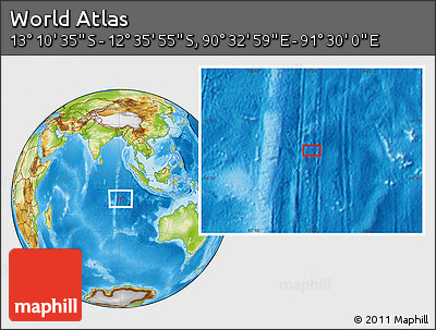 Physical Location Map of the Area around 12° 53' 15" S, 91° 1' 30" E