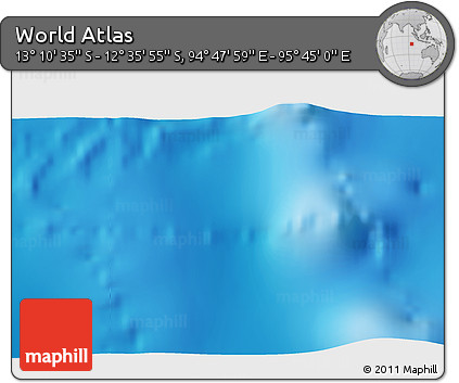 Physical 3D Map of the Area around 12° 53' 15" S, 95° 16' 30" E