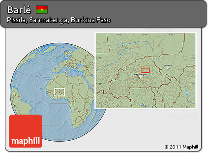Savanna Style Location Map of Barlé, hill shading