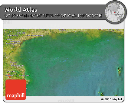 Satellite 3D Map of the Area around 13° 13' 56" N, 100° 22' 30" E
