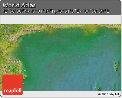 Satellite 3D Map of the Area around 13° 13' 56" N, 100° 22' 30" E