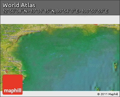 Satellite 3D Map of the Area around 13° 13' 56" N, 100° 22' 30" E