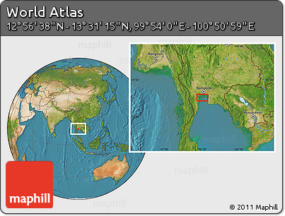 Satellite Location Map of the Area around 13° 13' 56" N, 100° 22' 30" E