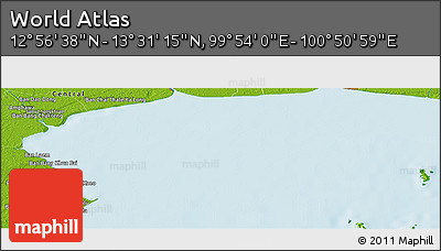 Physical Panoramic Map of the Area around 13° 13' 56" N, 100° 22' 30" E