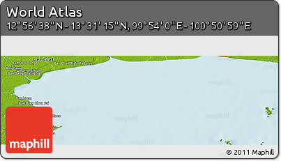 Physical Panoramic Map of the Area around 13° 13' 56" N, 100° 22' 30" E