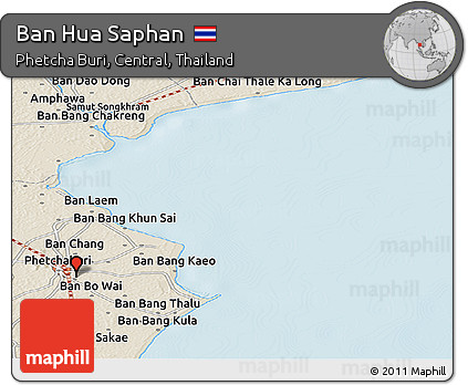 Shaded Relief Panoramic Map of Ban Hua Saphan