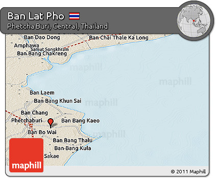 Shaded Relief Panoramic Map of Ban Lat Pho