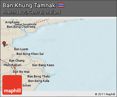 Shaded Relief Panoramic Map of Ban Khung Tamnak