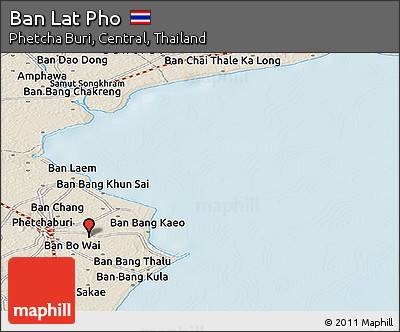 Shaded Relief Panoramic Map of Ban Lat Pho
