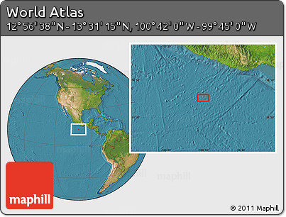 Satellite Location Map of the Area around 13° 13' 56" N, 100° 13' 29" W