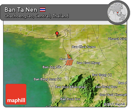 Satellite 3D Map of Ban Ta Nen