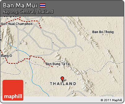 Shaded Relief 3D Map of Ban Ma Mui
