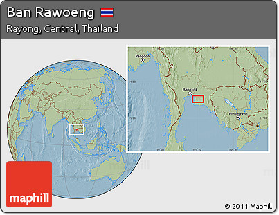 Savanna Style Location Map of Ban Rawoeng, hill shading