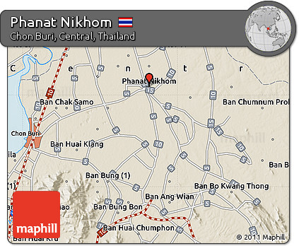 Shaded Relief Map of Phanat Nikhom