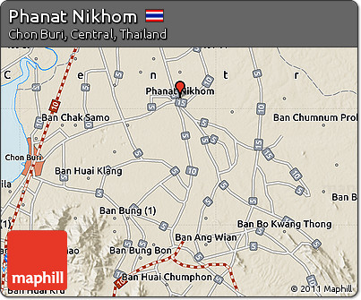 Shaded Relief Map of Phanat Nikhom