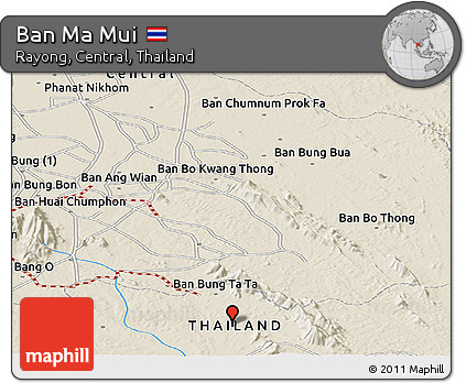 Shaded Relief Panoramic Map of Ban Ma Mui