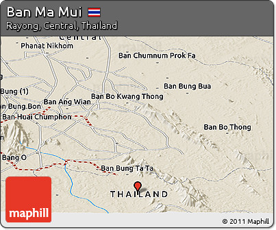 Shaded Relief Panoramic Map of Ban Ma Mui