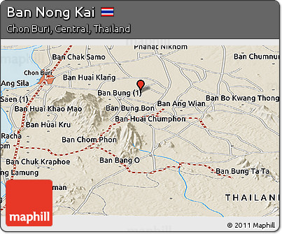 Shaded Relief Panoramic Map of Ban Nong Kai