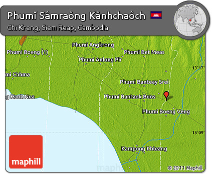 Physical Map of Phumĭ Sâmraông Kânhchaôch