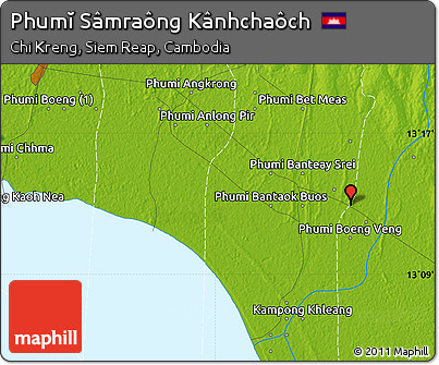 Physical Map of Phumĭ Sâmraông Kânhchaôch