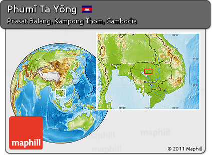 Physical Location Map of Phumĭ Ta Yŏng