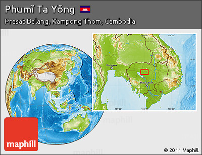 Physical Location Map of Phumĭ Ta Yŏng