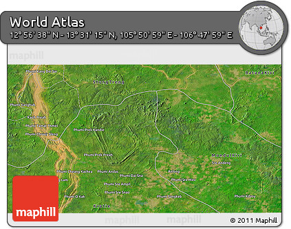 Satellite 3D Map of the Area around 13° 13' 56" N, 106° 19' 29" E